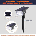 Solar Spot Lights, IP65 Waterproof 40 LEDs Landscape Spotlights, USB & Solar - Image 6