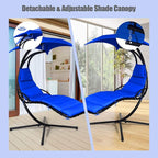 Giantex Hanging Chaise Lounger Chair, Arc Stand Porch Swing Chair w/Canopy - Image 3