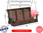 Poly Lumber Wood 4FT Porch Swing Amish Craftsmandship Made in USA HDPE - Image 2