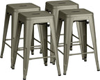 Furmax 24 Inch Metal Bar Stools Set of 4, Counter Height Bar Stools Height High by Furmax