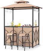Tangkula 3-Piece Patio Bar Set, Grill Gazebo & 2 Bar Stools by TANGKULA