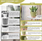 Plant Pots, 12/10/9/8/ Inch Large Plastic Self Watering Flower Pots Indoor - Image 6