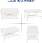 White Wicker Patio Coffee Table - Image 5
