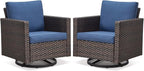 Belord Wicker Chairs Outdoor Bistro Set Oversize Patio Swivel Rocker, Rattan by Belord