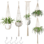 Mkono Macrame Plant Hangers Set of 4 Indoor Hanging Planter Basket Wall by Mkono