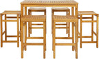 Tangkula 7 Piece Outdoor Acacia Wood Bar Table Set, Space-Saving Patio Dining by TANGKULA