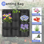 9 Pockets Hanging Planter Bags, Hanging Vertical Wall Mounted Plant Planting - Image 5