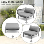 6-Piece Patio Furniture Set, Weather-Resistant Metal Frame Conversation Set - Image 8