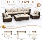 NICESOUL 8 Seat 29.3'' High Back Outdoor Furniture Set, Extra Large Rattan - Image 4