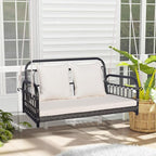 Tangkula Outdoor Wicker Porch Swing, 2-Person Hanging Seat - Image 2