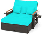 Moccha Outdoor Wicker Daybed, Patio Rattan Loveseat Sofa w/ 4-Level Adjustable by LDAILY