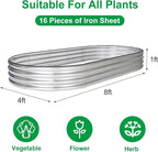 JERIA 8×4×1ft Oval Raised Garden Bed, Galvanized Raised Garden Bed Kit Outdoor - Image 2