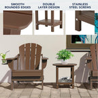 nalone Adirondack Side Table 16.5" Outdoor Side Table HDPE Plastic Double - Image 4