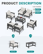 SERWALL HDPE Outdoor Furniture Set, 7 Piece All Weather Wood-Like Outdoor Sofa - Image 2