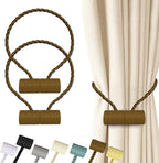 Hion Magnetic Curtain Tiebacks Dark Brown 2pcs, Curtain Tiebacks Buckles by Hion