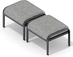 HOMREST Metal Outdoor Ottoman, 2-Piece Aluminum Footstool w/Removable Cushion by HOMREST
