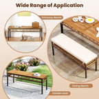 Tangkula 3 Pieces Wood Patio Dining Set, Outdoor PE Wicker Rectangular Acacia - Image 6