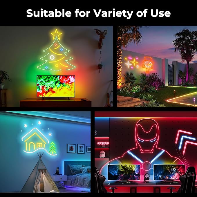 50FT LED Neon Rope Lights, Flexible Led Rope Lights Control - Image 6