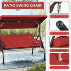 Oakcloud 3-Seat Outdoor Porch Swing, Large Converting Swing Chair - Image 3