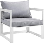 Modway Fortuna Aluminum Outdoor Patio Armchair in White Gray by Modway