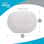 BIRDROCK HOME Round Pouf Ottoman | Cotton Braided Foot Stool - Image 2