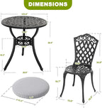 NUU GARDEN Patio Bistro Set 3 Piece, Outdoor Cast Aluminum Bistro Table and - Image 4