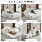 HANXIN 62" Chaise Lounge Chair Indoor, Oversized Corduroy Boneless Convertible - Image 4