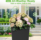 FENCY Set of 2 Tall Planters for Outdoor Plants, 24 Inch Large Tapered Pots - Image 3