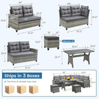 6-Piece Patio Furniture Set, Outdoor Sectional Sofa - Image 4