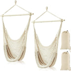 Barydat 2 Pcs Hanging Hammock Chair Boho Swing Chair Indoor Outdoor Cotton Rope by home