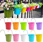 6 Inch Hanging Planters for Outdoor Plants, 10 Pack Metal Railing Planter by JOYFERNAL