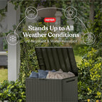 Keter City 30 Gallon Resin Outdoor Storage Box & Patio Side Table - Image 3