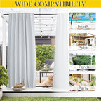 NICETOWN 2 Panels Outdoor Curtains Waterproof Pocket & Back Tab on Top & Bottom - Image 7