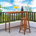 VINGLI Wooden Outdoor Bar Table, Wood Patio Counter Height Table, - Image 2