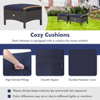 Tangkula 2 Piece Patio Rattan Ottomans, Outdoor Wicker Footstool w/Acacia Wood - Image 6
