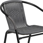 Flash Furniture Lila 2 Pack Gray Rattan Indoor-Outdoor Restaurant Stack Chair - Image 11