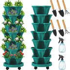 Umigy 2 Set of 7 Tier Vertical Planter Stackable Tower Planters Strawberry Herb by Umigy