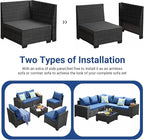 Jing's Villa 8-Piece Patio Furniture Set, All-Weather Outdoor Wicker Sectional - Image 8