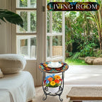 Outdoor Side Table Round Small Mosaic Patio Accent Indoor End Plant Coffee Tea - Image 8