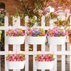Foraineam 4 Pack Hanging Flower Pots, Metal Iron Plant Pot Holders, Large Fence - Image 3