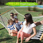 Double Hammock for 2 Person, Handwoven Rope Hammock - Image 2