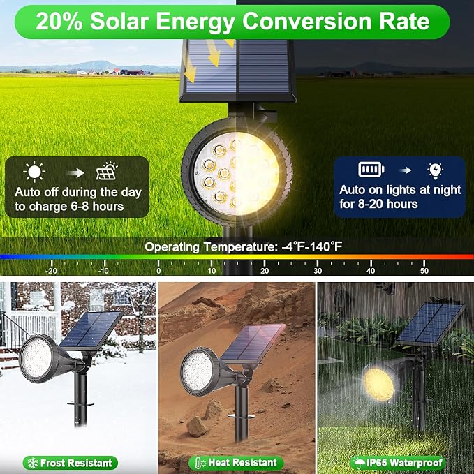 8 Pack Solar Spot Lights Outdoor Waterproof 180 Adjustable Solar Powered - Image 4