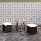 Outsunny 2 Pieces Outdoor Patio Ottomans, All Weather Wicker Outdoor Footstools - Image 8