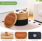 Wimarsbon Storage Pouf Ottoman, Hand Weaving Natural Straw Foot Stool, Bohemian - Image 6