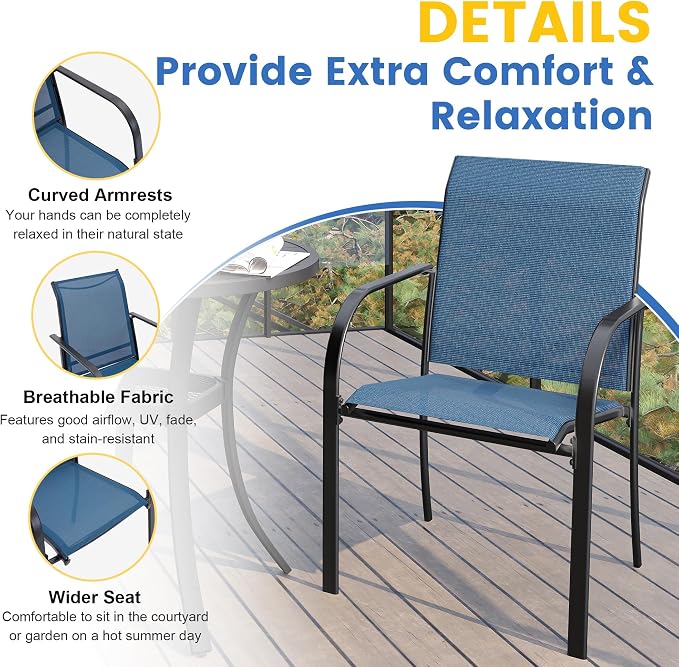 VICLLAX Patio Table and Chair Set of 8, All Weather Metal Round Outdoor Dining - Image 3