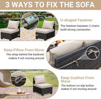 Jing's Villa 7-Piece Patio Furniture Set, All-Weather Outdoor Wicker Sectional - Image 6