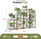 Bamworld Plant Stands Indoor 4 Sets Plant Shelves Outdoor Wooden Plant Holder - Image 5