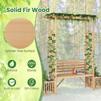 Giantex Outdoor Bench with Garden Arbor & 2 Planter Boxes, Wooden Trellis - Image 5