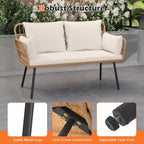Tangkula Patio Wicker Loveseat, Outdoor Rattan 2-Seat Cushioned Sofa - Image 9