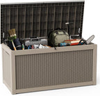 DRATO 320 Gallon Deck Box, Outdoor Large Waterproof Resin Storage Box by DRATOprovidesawarmandcozy